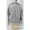 Chaqueta de gamuza sintética gris para mujer